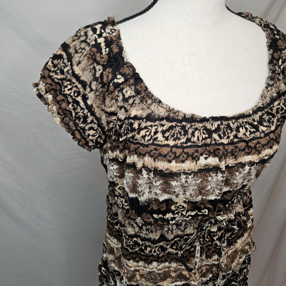 Babydoll Y2K Brown‎ Boho Small Blouse - Picture 3 of 8